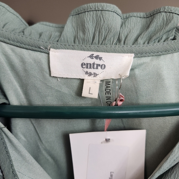 Entro Sage Green Ruffle Sleeve Mini Dress - Picture 3 of 5